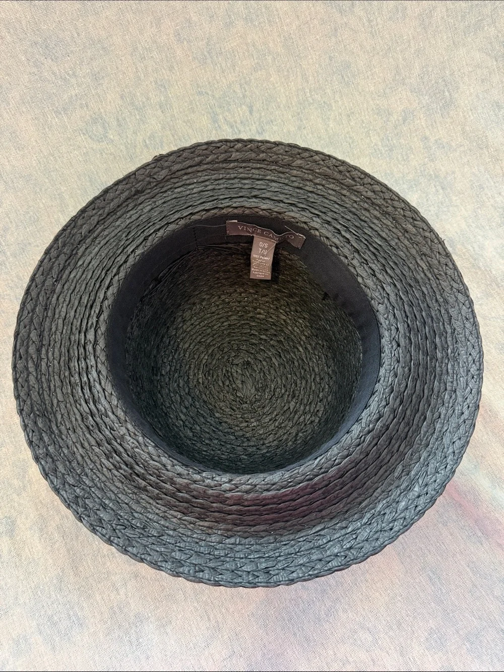 Vince Camuto Black Paper Braid Kettle Hat Cloche